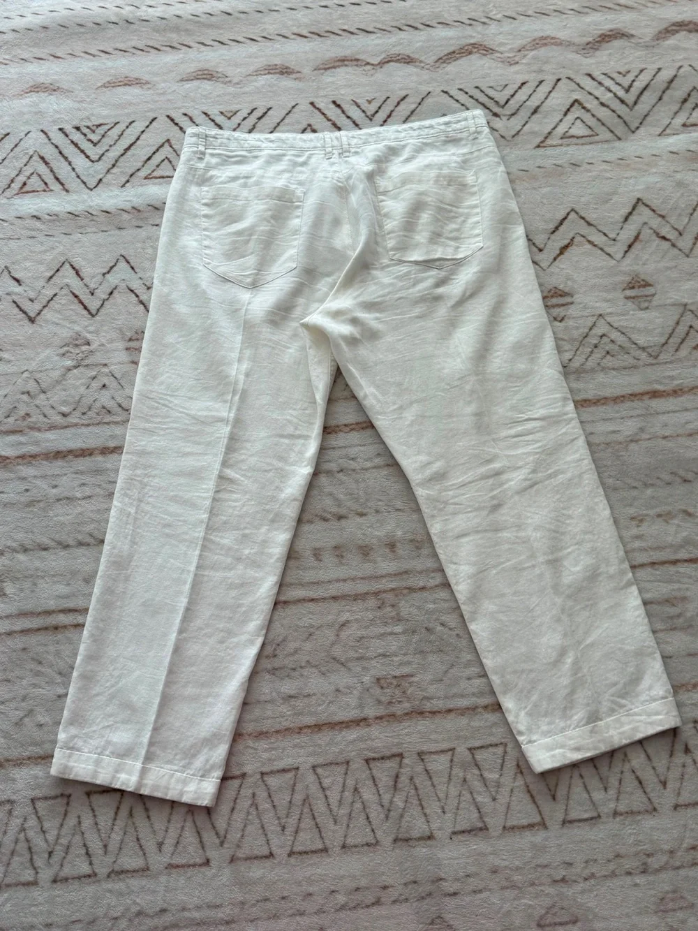 Calvin Klein Men's Cream linen Chinos with Brown Belting